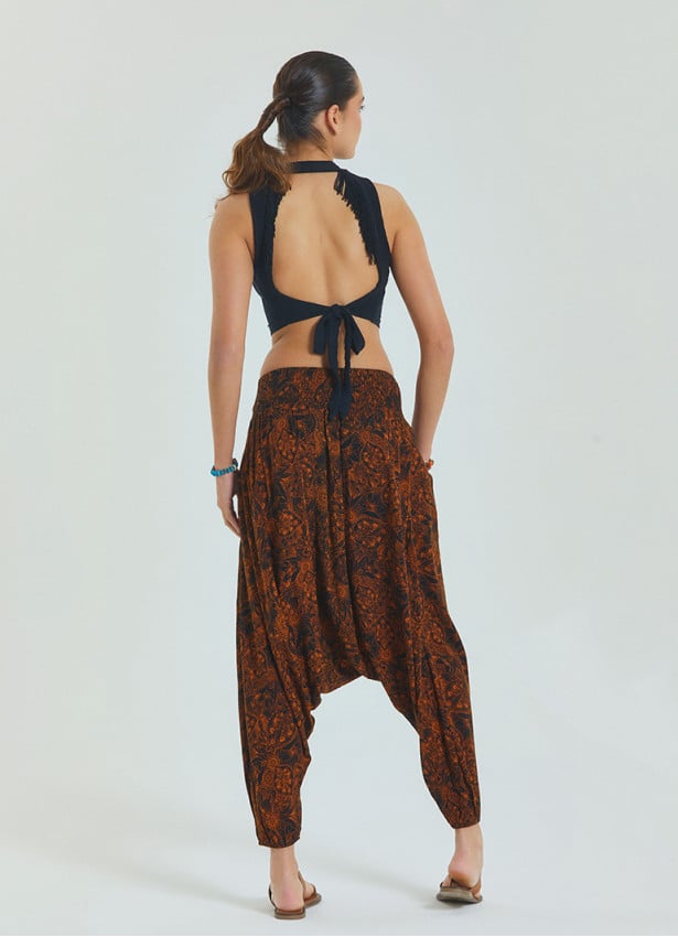 Orange Ethnic Shalwar with Elasticated Leg and Pocket and Gipe Detail 4482